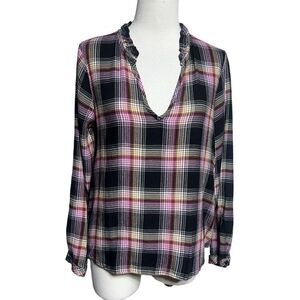 Cloth & Stone Anthropologie Long Sleeve Plaid Flannel Tunic Size Small